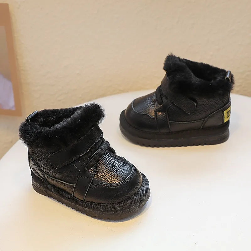 Bottes d'hiver bébé fille – Cuir véritable, semelle souple antidérapante