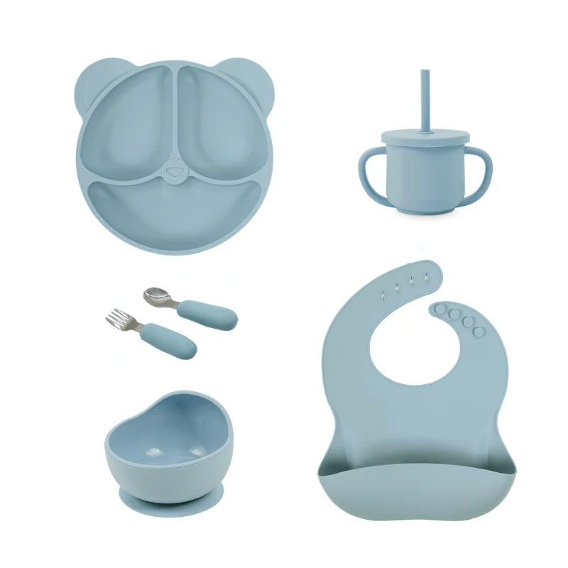 Set repas bébé personnalisé en silicone – Assiette & Bol ventouse
