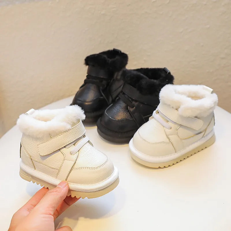 Bottes d'hiver bébé fille – Cuir véritable, semelle souple antidérapante