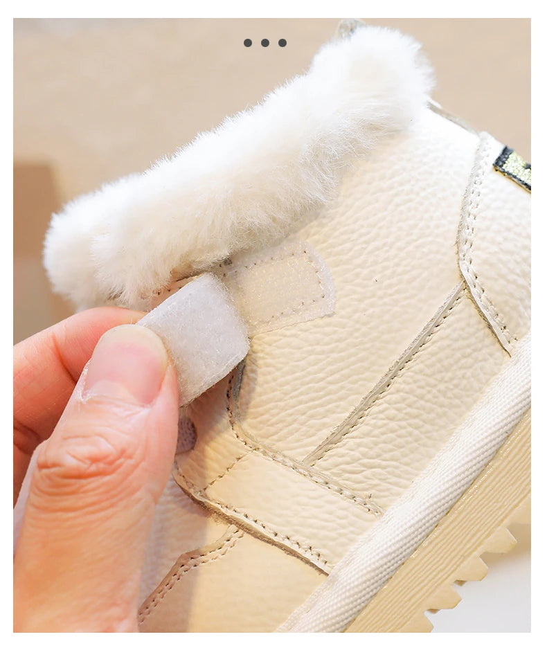 Bottes d'hiver bébé fille – Cuir véritable, semelle souple antidérapante