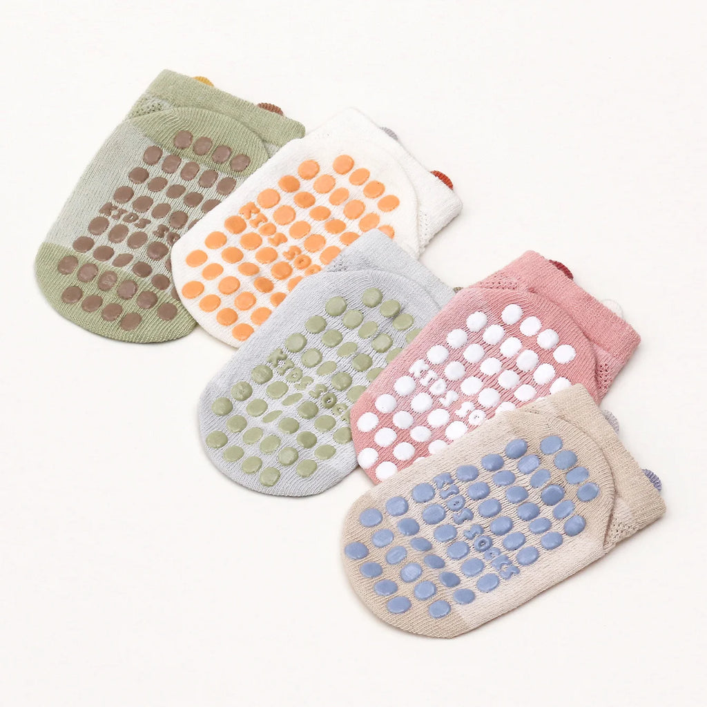 Chaussettes antidérapantes bébé – Lot de 4 paires (0-6 ans)